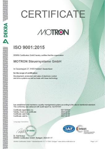 Zertifikat ISO 9000 2024 Rezertification ISO
